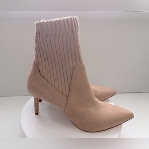 Zara Suede Slip-on Sock Heel ankle Boots